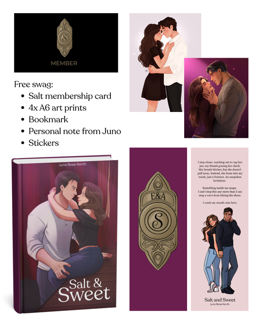 Personalised signed paperback of Salt and Sweet by Juno Rose North with free swag